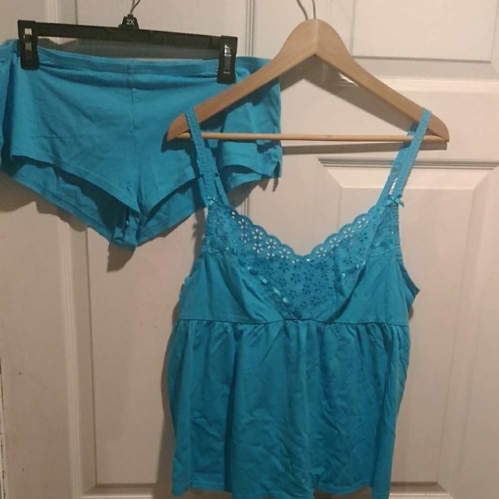 Victoria's secret pj tank set teal Sz L